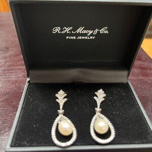 Macy's Crystal and Pearl Earrings